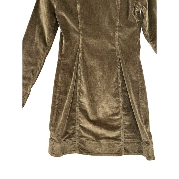 Anthropologie Pilcro Long-Sleeve Corduroy Slim Zip-Front Mini Dress Brown Size 6 - Picture 14 of 14